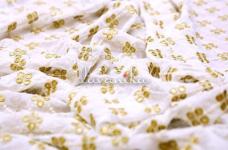 140 Grams Gold Sequins and Zari Embroidery with Dyeable Thread Embroidery in Diamond pattern on Dyeable Viscose Georgette Fabric 44inch